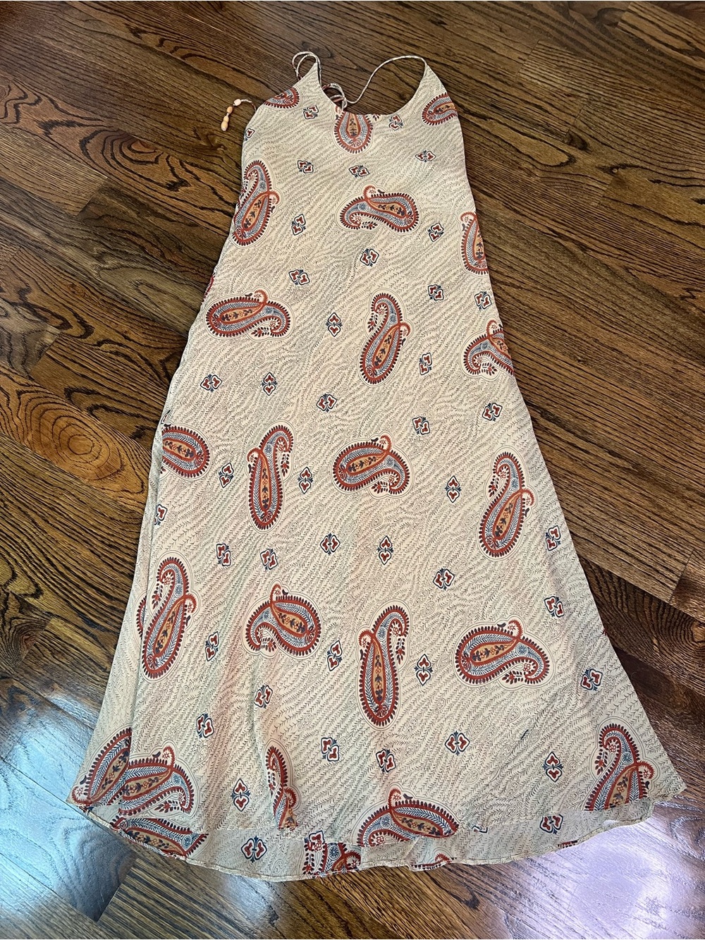 Lauren Ralph Lauren Beige Paisley Slip Midi Dress with Rust Accents - Picture 10 of 16